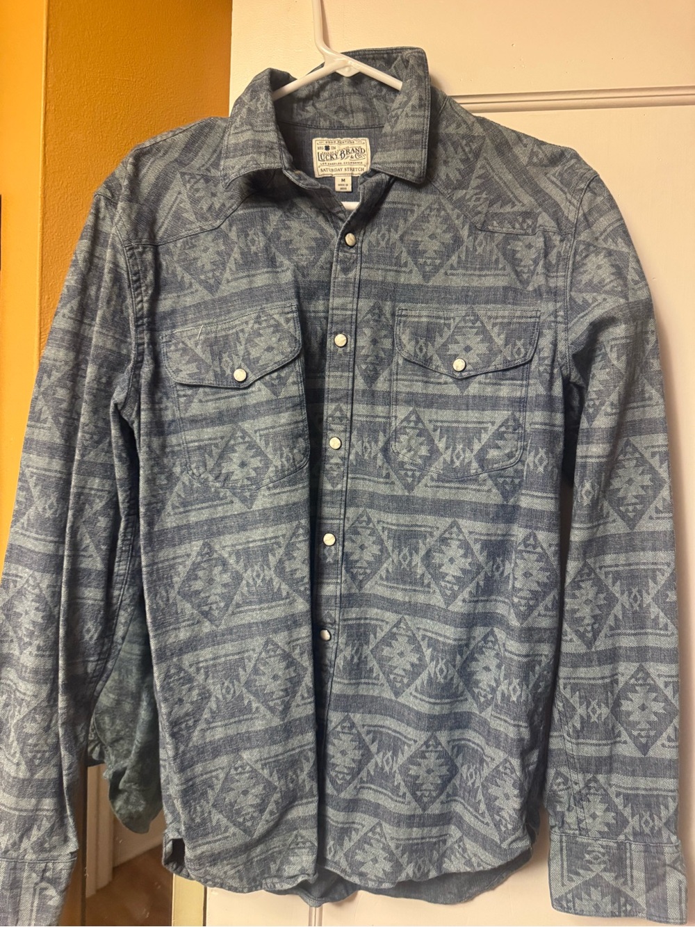 Lucky Brand Blue Aztec Print Button-Down Shirt